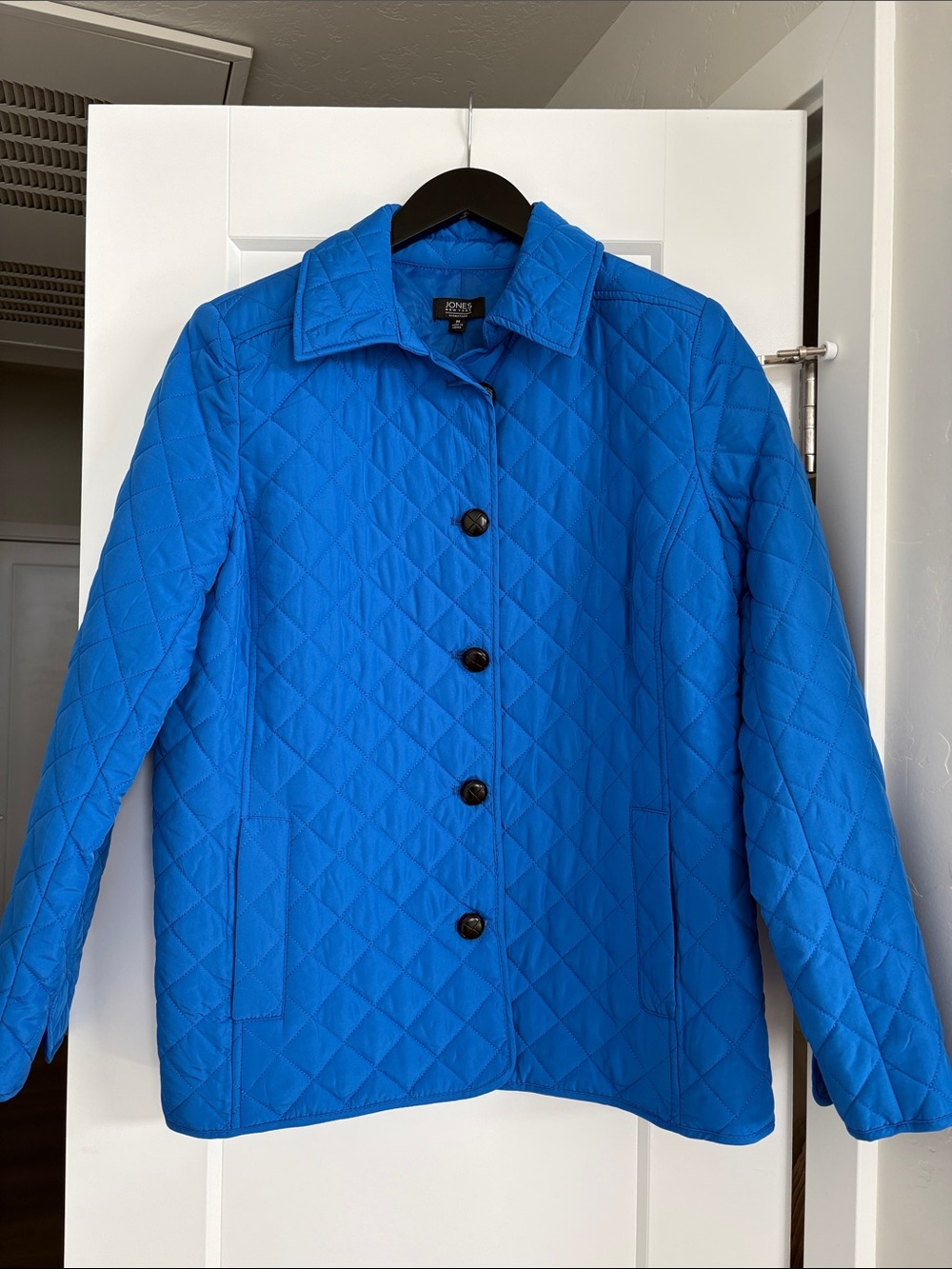 Jones New York Bright Blue Quilted Button-Front Jacket
